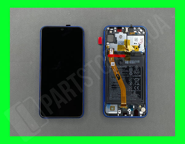 Дисплей Huawei P Smart Plus із сенсором і рамкою синього кольору + АКБ, сервісний оригінал, фото 1