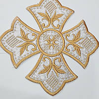 Хрест для одягу великий Хрест для церковного одягу великий 24 на 24 см на срібній парчі золотом