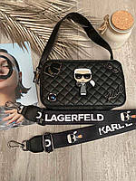 Модная женская чёрная сумка Karl Lagerfeld Карл Лагерфельд