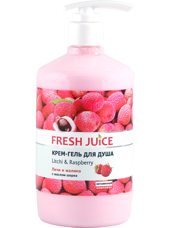 Крем-гель для душу. Лічі і малина 750 мл Fresh Juice