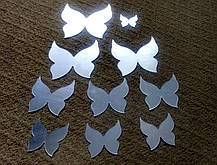 Дзеркальні пластикові наклейки метелики 10штук набір, фото 3