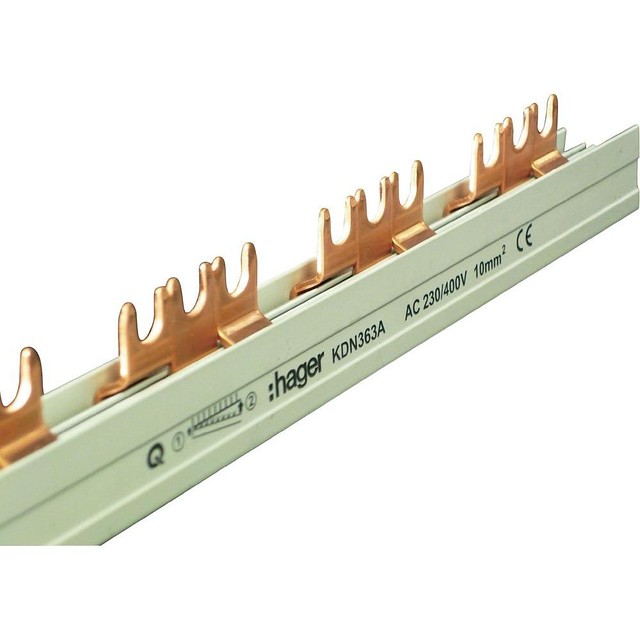 З'єднувальна шина вилкова 3-полюсна 12 модулів 10мм² з ізоляцією Hager