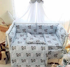 Набір постільної білизни в дитячу ліжечко 9в1: захист, ковдра, подушка, простирадло