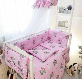 Набір постільної білизни в дитячу ліжечко 9в1: захист, ковдра, подушка, простирадло