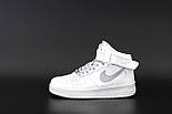 Чоловічі кросівки Nike Air Force 1 High White рефлективні білі шкіряні осінь весна. Живе фото. топ, фото 6