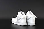 Чоловічі кросівки Nike Air Force 1 High White рефлективні білі шкіряні осінь весна. Живе фото. топ, фото 4