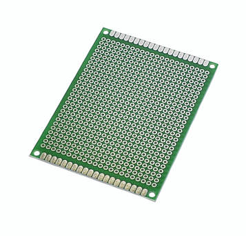 Плата макетна одностор. FR4 60х80мм, крок 2.54мм, з маскою, Китай