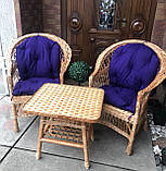 2 крісла "Обічні" з темно-синіми подушками та столик квадратний "Обічний", фото 2
