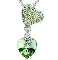 Модный ожерелье Зеленое хрустальное сердце из циркония