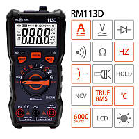 Richmeters RM113D Чёрный Мультиметр автомат True RMS NCV 6000 отсчетов термопара фонарик магнит