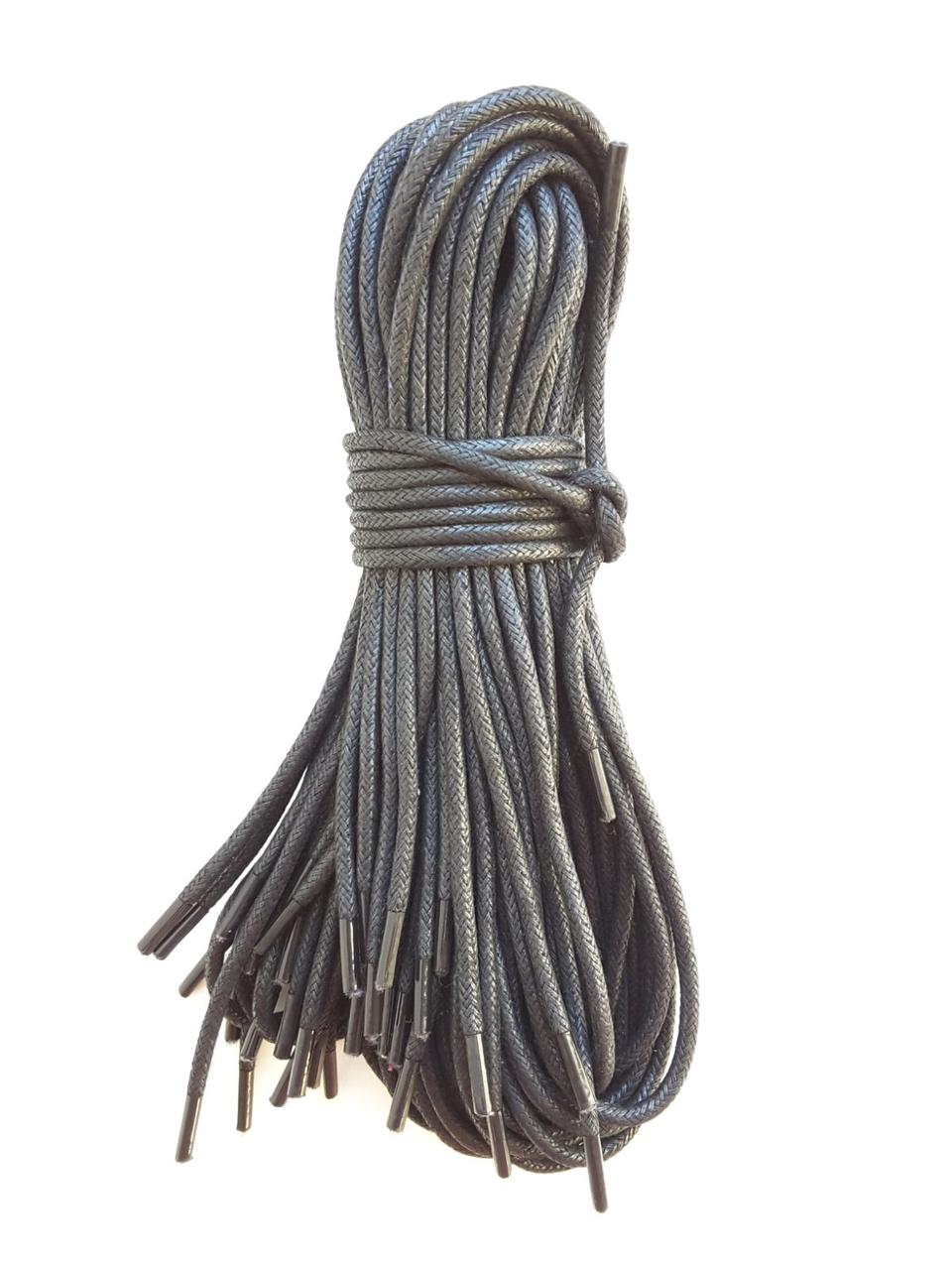 Шнурки для обуви круглые с пропиткой Черные 120 см, фото 1