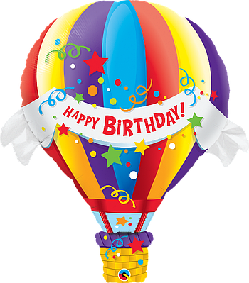 Q 42" Happy Birthday Hot Air, фольгована куля фігура — З Днем народження повітряна куля. В УП