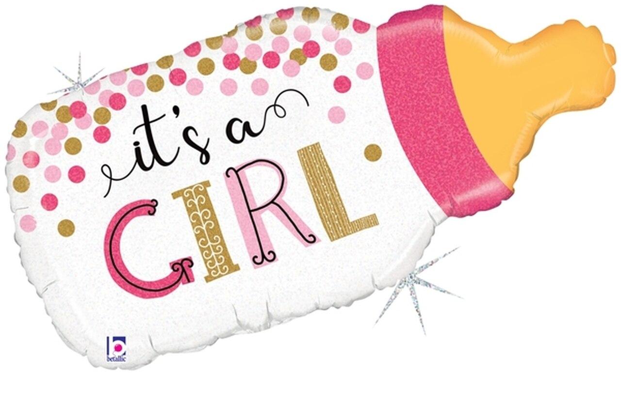 Grabo 33" Пляшечка для дівчинки, Фольгована куля голографія - В УП, фото 1