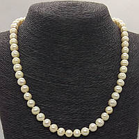 Нежное жемчужное ожерелье белого цвета, L=48-50 см, D=7 мм