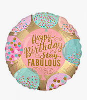 Куля фольгована на День народження кругла Happy birthday 18"