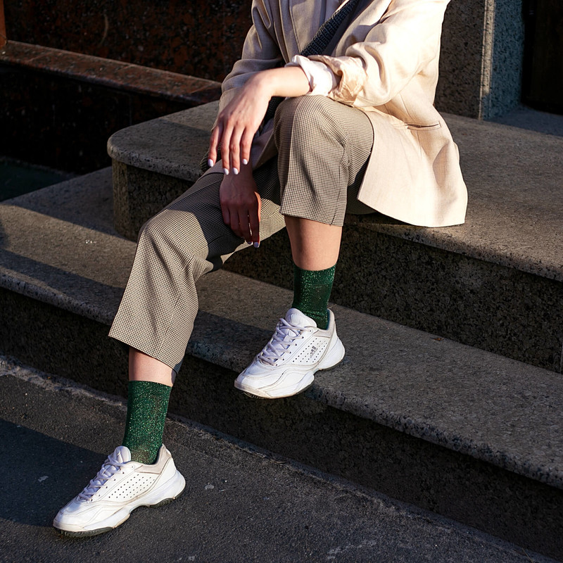 Шкарпетки жіночі з люрексом SOX Green dust смарагдові