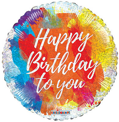Kaleidoscope 18" Happy Birthday  Holographic, фольгована куля  З Днем народження - В УП