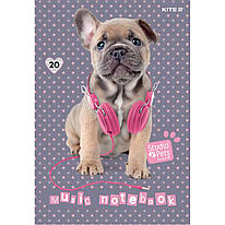 Зошит для нот А4 20 аркушів Kite Studio Pets SP21-404, 48470