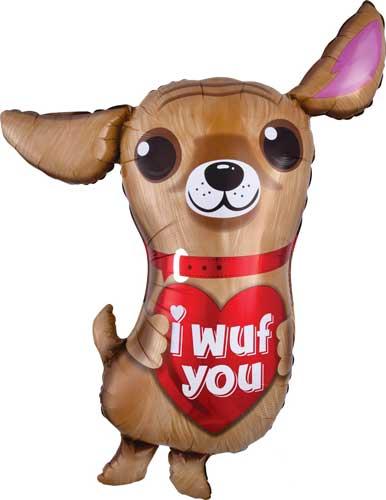 А 36" I Wuf You Dog, фольгована куля фігура — Я Люблю тебе, В УП