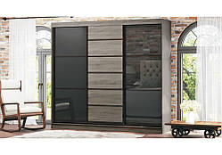 Шафа купе з фасадами МДФ з тисненням і патиною