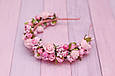 Обруч для волосся рожевий / ободок на голову / прикраса для волосся з квітами, фото 3