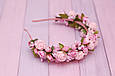 Обруч для волосся рожевий / ободок на голову / прикраса для волосся з квітами, фото 2