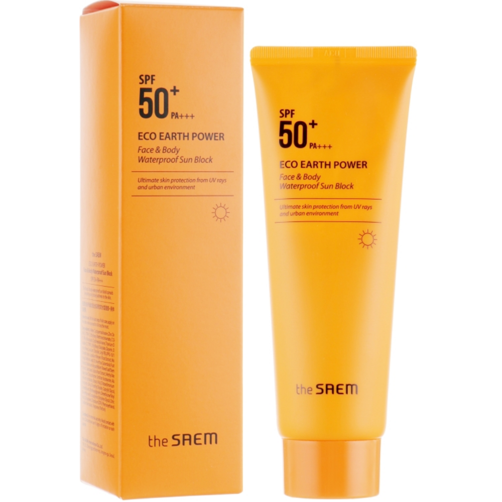 Сонцезахисний крем для обличчя та тіла The Saem Eco Earth Power Waterproof Sun Block SPF50+PA +++ 100 г