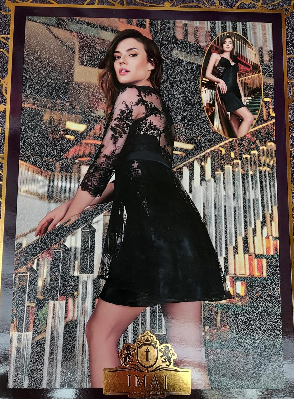 Атласний пеньюар з прозорим халатом на зав'язках, фото 1