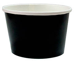 Контейнер паперовий для супу та інших страв без кришки, чорний/білий усередині, 470 мл Ø110мм