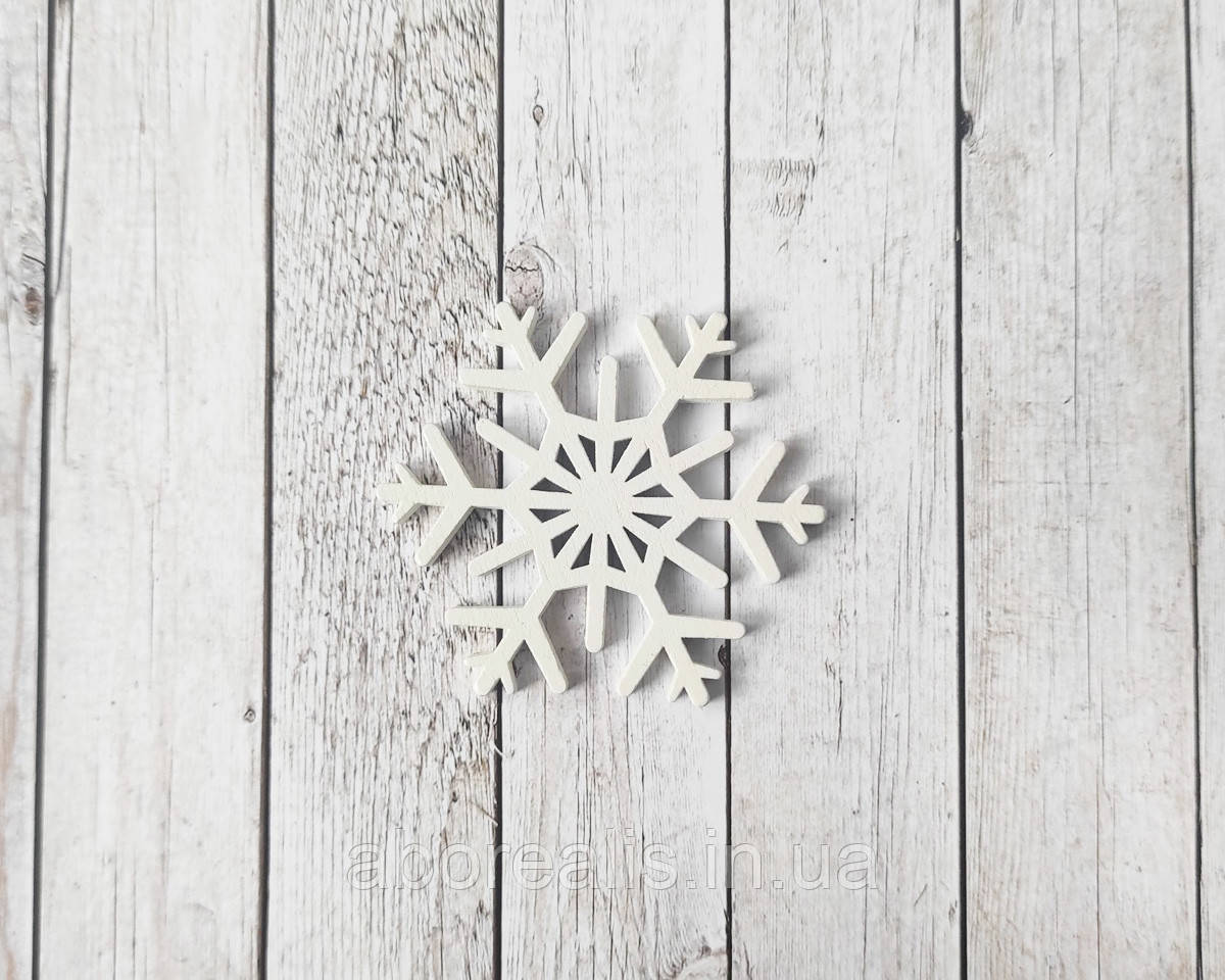 Сніжинка дерев'яна 6.5*6.5 см. 1 шт, фото 1