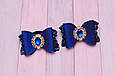 Бантики на гумці для волосся дитячі в школу / прикраса для дівчинки Okl з екокожі сині 355, фото 2