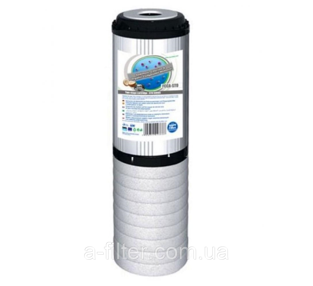 Комбінований вугільний картридж із поліпропіленом -10", фото 1