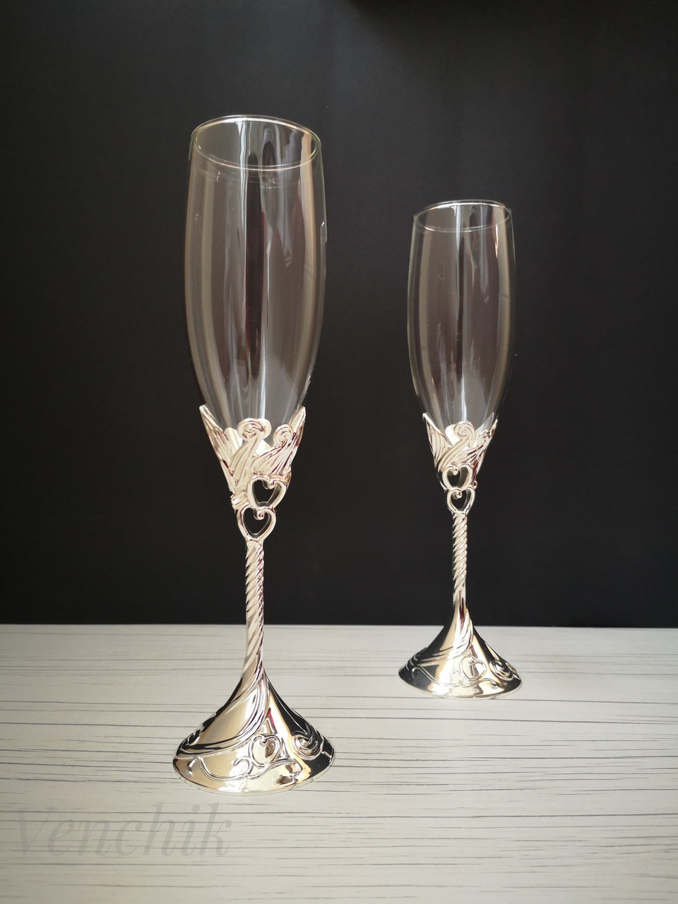 Набор бокалов для шампанского Влюбленные сердца 2 шт 220 мл 7047-14 - фото 2 - id-p1228515163