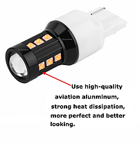 Світлодіодна лампа LED T20 W21W 7440 3030-15SMD LENS червоний, фото 3