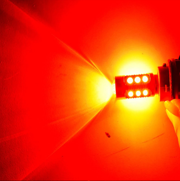 Светодиодная лампа LED T20 W21W 7440 3030-15SMD LENS красный - фото 10 - id-p270460399