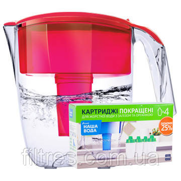 Фільтр-глечик Наша Вода MAXIMA + 4 поліпшених картриджів