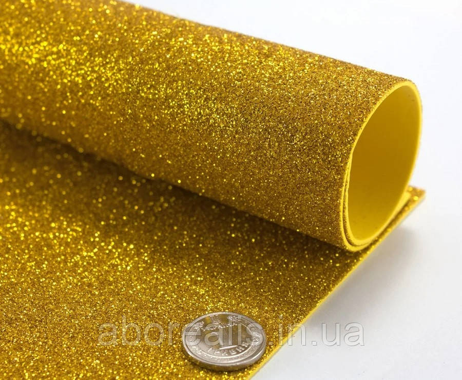 Фоамиран з глітером золото, без к/о, 1,6 мм. 20*30 см