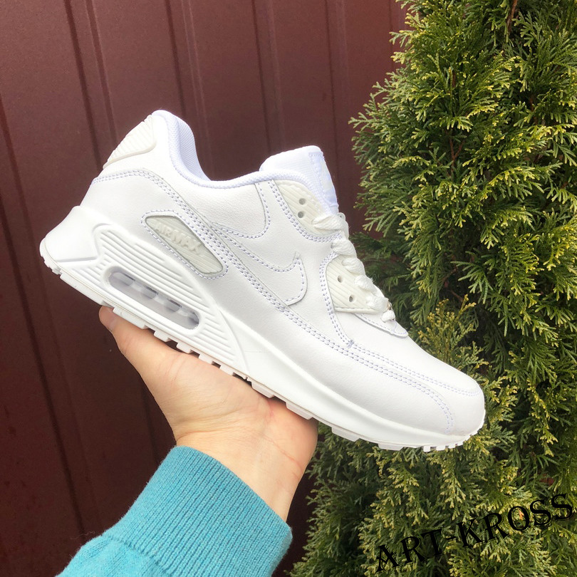 Чоловічі демісезонні кросівки Nike Air Max 90 шкіряні білі