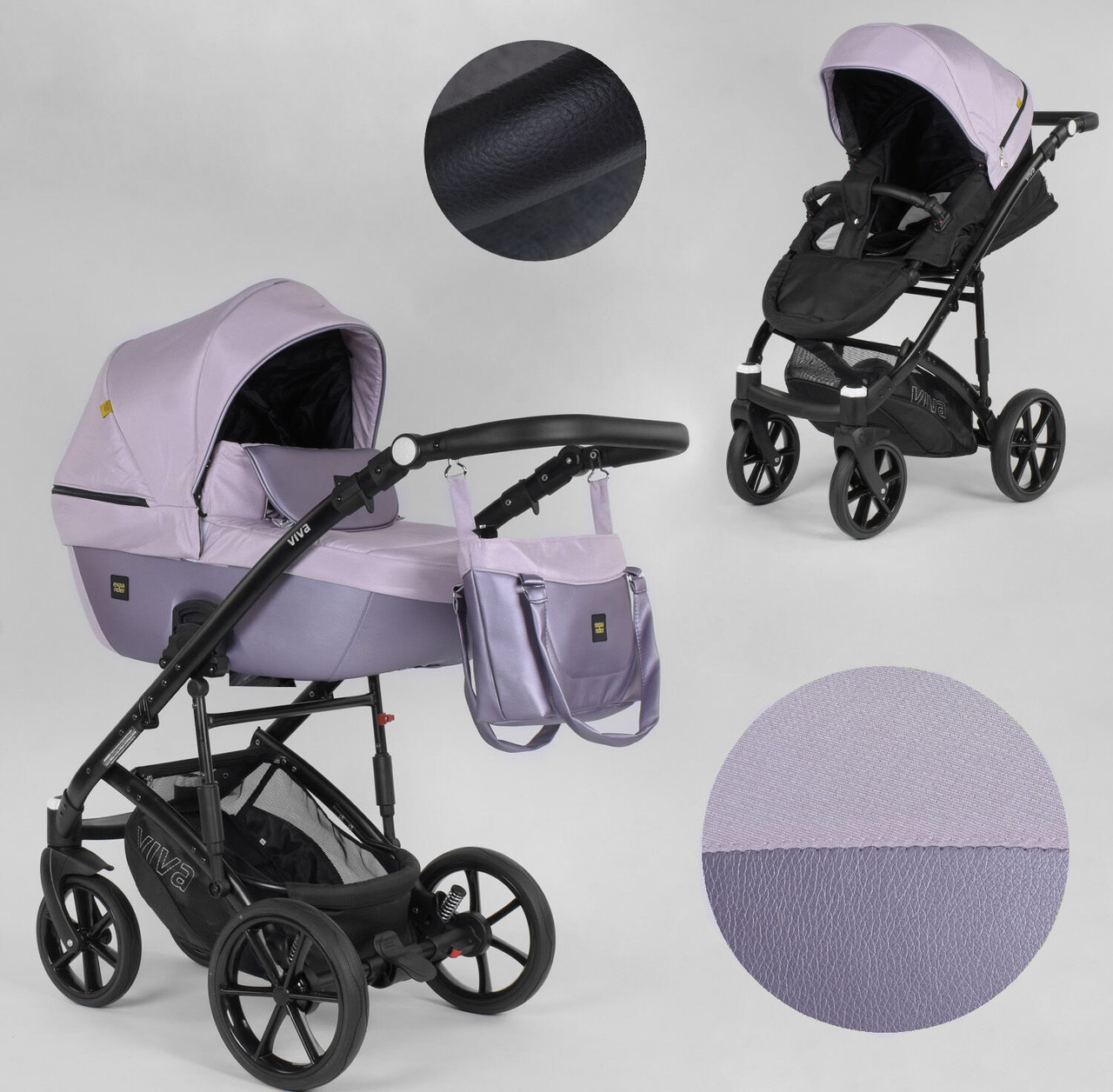 Дитяча коляска 2 в 1 Expander VIVA V-41007 колір Pink, водовідштовхувальна тканина + еко-шкіра, фото 1