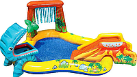 Надувной детский бассейн INTEX Игровой центр с горкой 57444 Динозавры / длина 249см*191см**