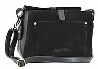 Натуральная замшевая женская сумка Lucherino 574 черная (LRHN)