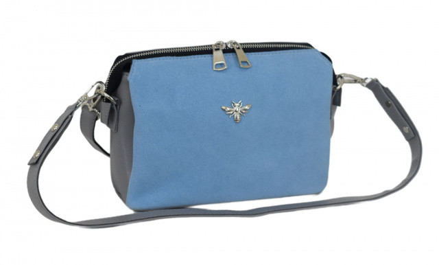 Натуральная замшевая женская сумка Lucherino 644 Сумка замши серая голубой (LRHN) - фото 1 - id-p1359439770