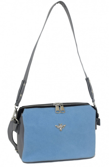 Натуральная замшевая женская сумка Lucherino 644 Сумка замши серая голубой (LRHN) - фото 5 - id-p1359439770
