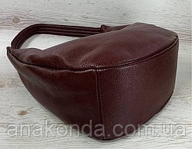 616 Натуральна шкіра Об'ємна жіноча сумка через плече-Шкіряна бордова марсала з натуральної шкіри сумка, фото 4