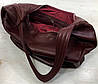 616 Натуральна шкіра Об'ємна жіноча сумка через плече-Шкіряна бордова марсала з натуральної шкіри сумка, фото 6