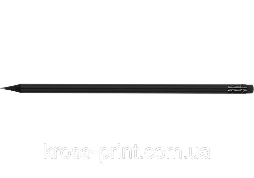 Олівець чорнографітний круглий Optima All BLACK HB корпус чорний, з гумкою
