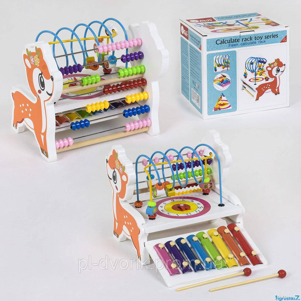 Деревянная развивающая игра Ксилофон-Счеты C 39216 (12) в коробке