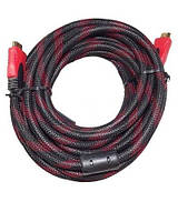 Кабель Kronos HDMI - HDMI 18 м v.1.4 усиленная обмотка с фильтрами Черный с красным (mt-31)