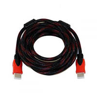 Кабель Kronos HDMI - HDMI 5 м v.1.4 усиленная обмотка с фильтрами Черный с красным (mt-28)