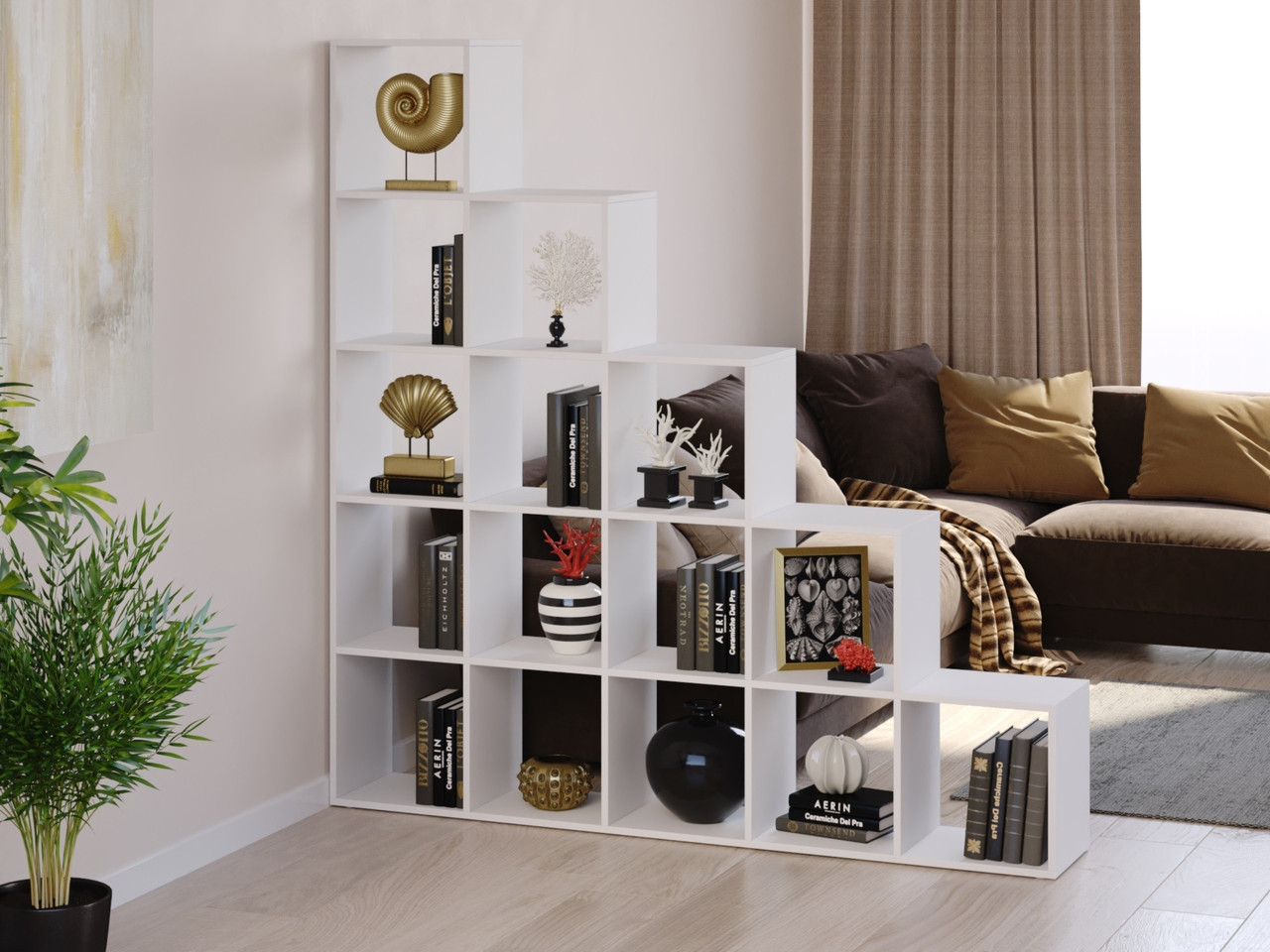 Стелаж гірка, перегородка для кімнати Moreli Stina В1776*Ш1776*Г300 Білий